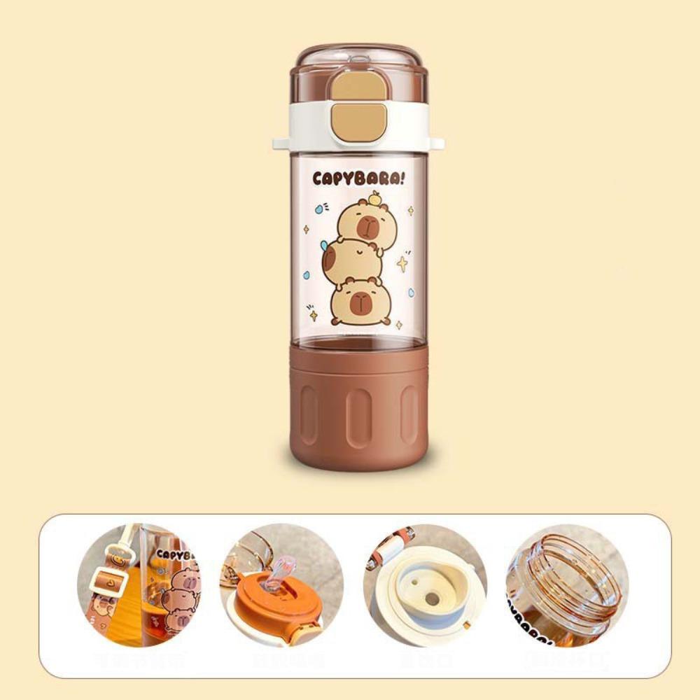 Cartoon Capybara Water Bottle Plastic Outdoor Beverage Cup Cute Straw Cup
