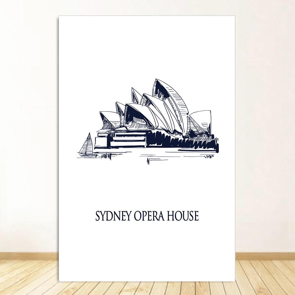 Black White Travel Poster Retro City Landscape Print Canvas Painting Nordic Wall Art Home Decor