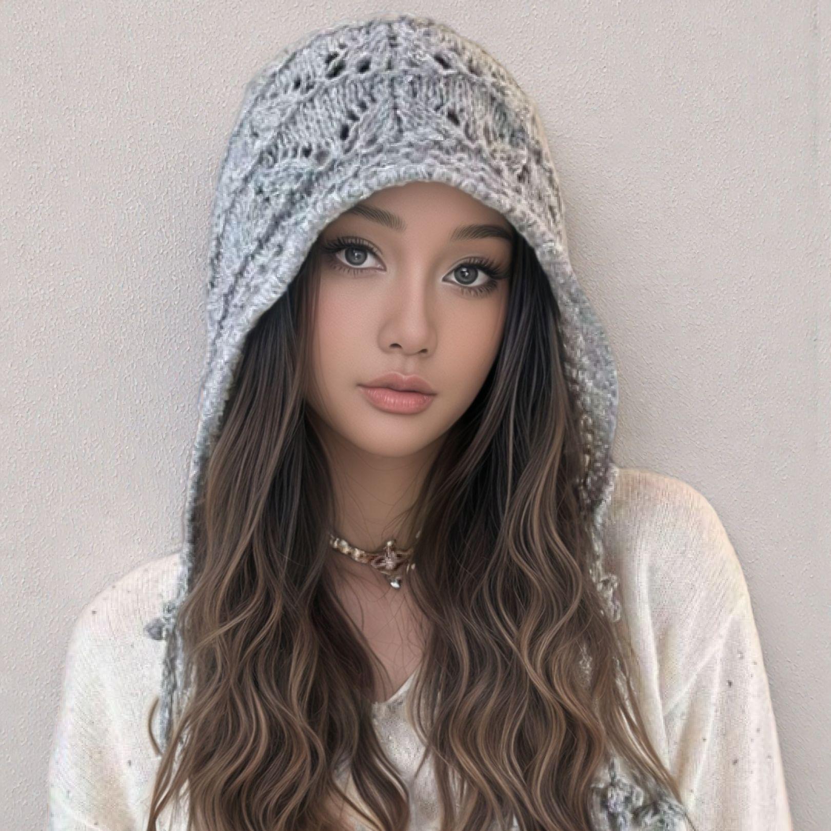 

Women s Knitted Maple Leaf Wool Beanie with Ear Protection and Tassel Braid Adjustable