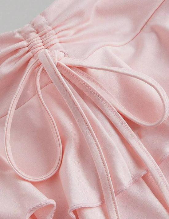 European Y2K Low-Waist Pleated Sports Skirt with Lace-up Design