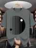 Unisex Crew Neck Tee Minimal Geometric Circle Stripe Art Print Soft Cotton Loose Short Sleeve Summer Casual Male Streetwear Tops