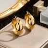 Fashion Wide Curved Stainless Steel Gold Color Earrings, Ear Buckles, Women Earrings Jewelry