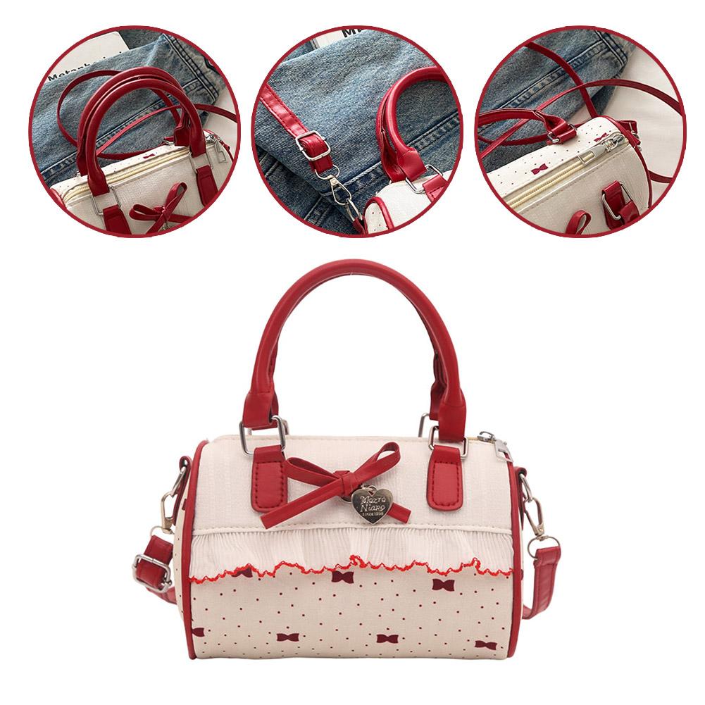 Bow Polka Dot Handbag Large Capacity Waterproof Crossbody Bag Single Shoulder Korean Style Small Square Bag Sweet Tote Bag