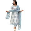 Nermosa Block Printed Kurta Set for Women with Dupatta (IN, Alpha, 2XL, White)