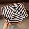 Korean Style Green Geometric Stripe Silk Scarf Women Summer Sun Protection Shawl Multi Functional Headscarf