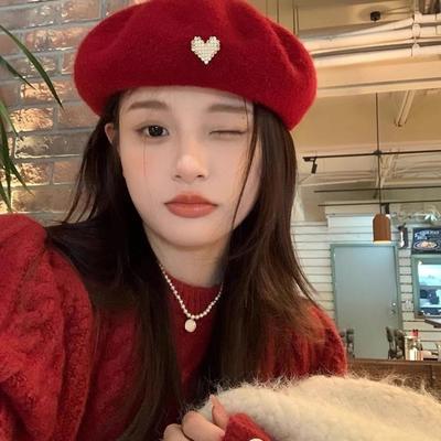 Retro Girls Adult Beret Spring Autumn and Winter Wool All-match Korean Fashion Painter Hat Women