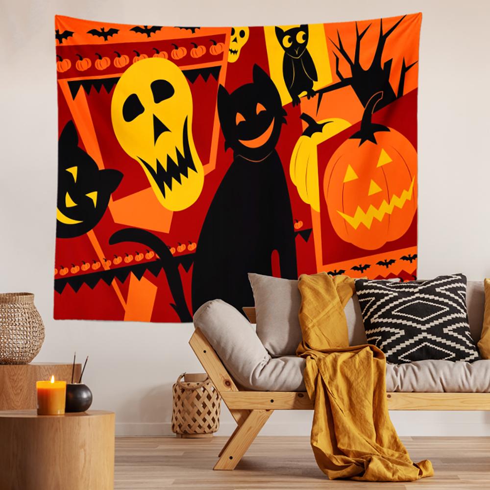 Halloween Horror Pumpkin Print Pattern Tapestry Ceiling Home Living Room Bedroom Wall Decoration Tapestry 230x180cm