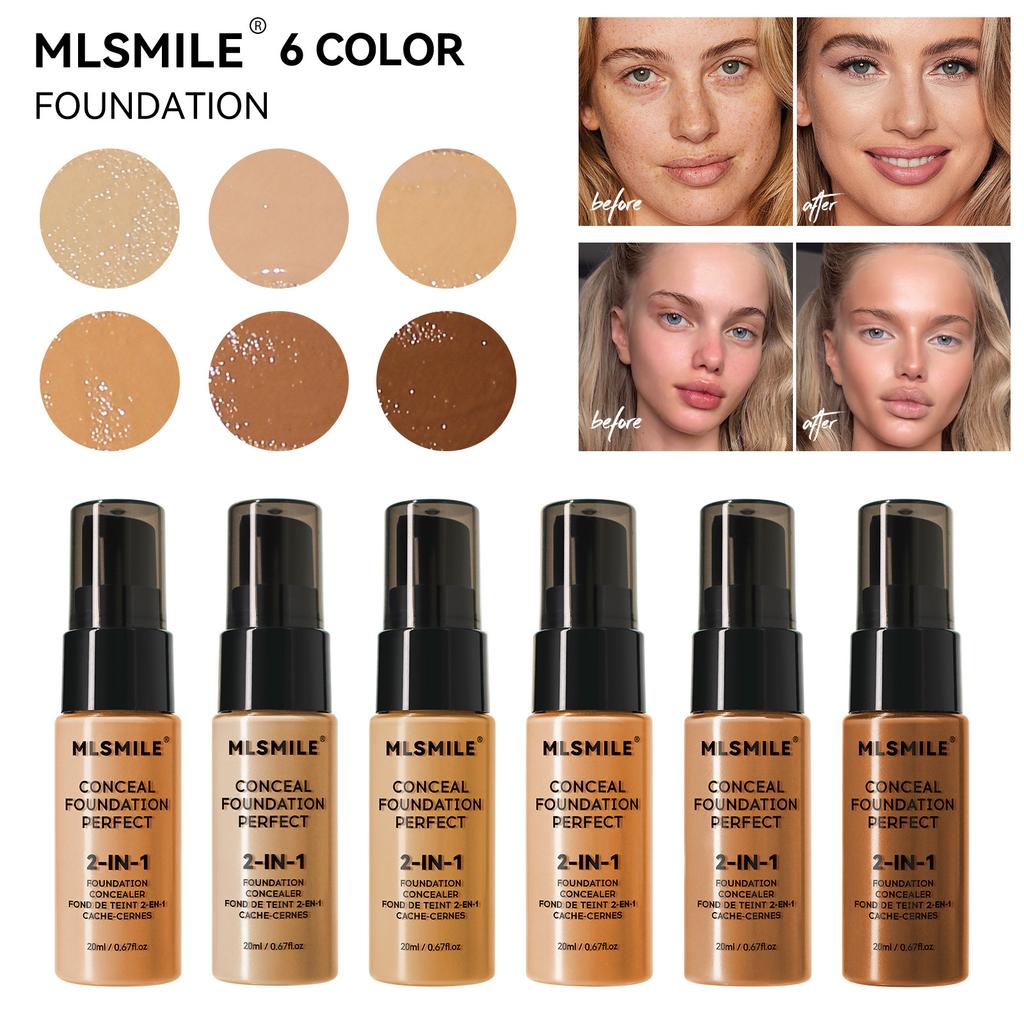 Matte Oil Control Concealer Foundation 6 Colors Long-lasting Hydrating Full Coverage Liquid Foundation