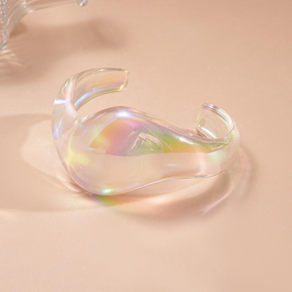 AB Colorful Acrylic Opening Bangle Irregular Large Resin Bracelet Fashion Wide Cuff Bracelet  Women