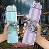 1PC Thin wave line minimal sketch print 750ml colorful plastic sports water bottle leakproof pop up lid with straw for outdoor work home use