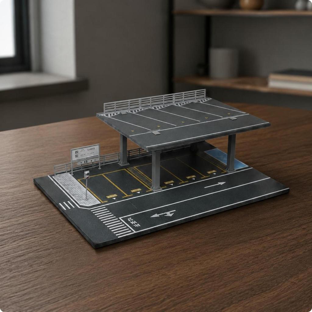 Parkplatzszene Modell 1:64 Maßstab Stahlrahmen Aufgedruckte Markierungen Stil G
