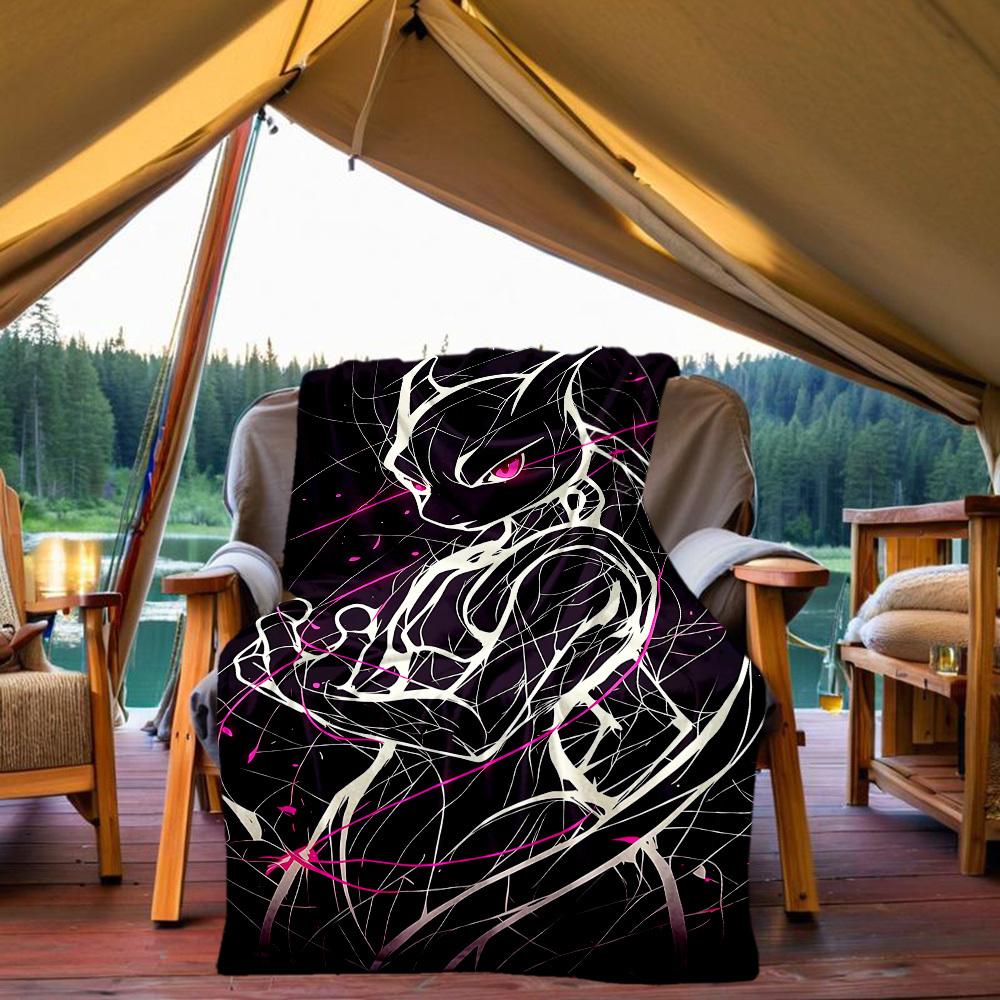1PC Mega Evolution, Dark Pokémon Outdoor Blanket Lightweight Flannel, Soft & Warm, All-Season Use for Sofa, Outdoor, Camping, Living Room, Office33