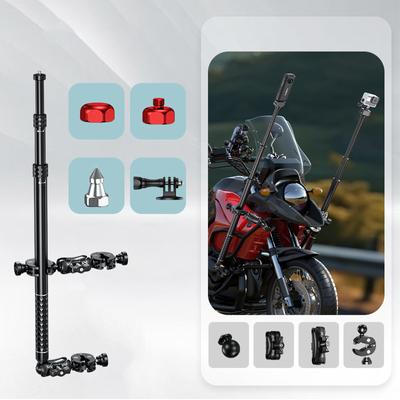 Adjustable Motorcycle Handlebar Clamp Pipe Action Cameras Extendable Selfie Stick Capture Your Outdoor Experiences