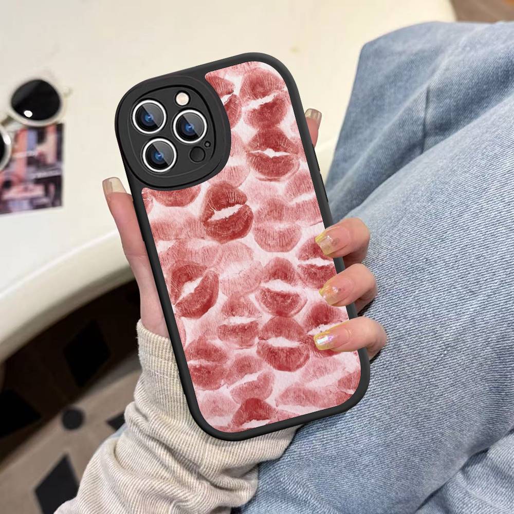 Sexy Girl Red Lips Kiss Phone Cover For IPhone 16 15 14 13 12 11 Pro Max Plus Leather Soft Case