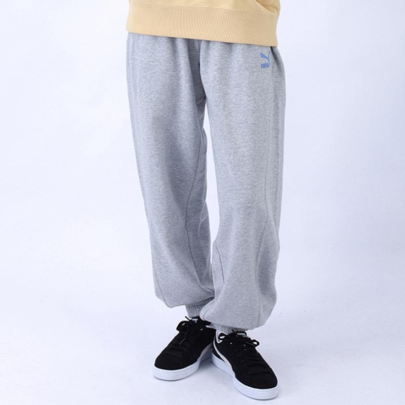 Puma Solid Pattern Printed Lace-Up Knitted Sports Pants Women bottoms Light-Mixed-Gray 539965-04