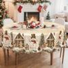 Round Christmas Tablecloth Santa Nutcracker Snowman Print Holiday Dining Table Cover Dustproof Home Decoration 150cm