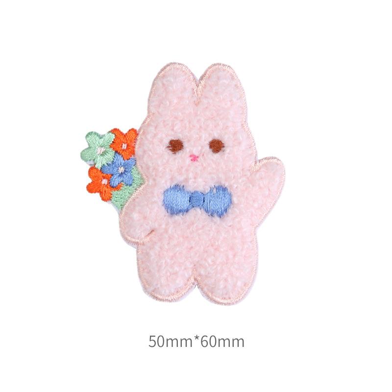 Cute Rabbit Patch Sticker, Children'S Women'S Clothes, Bags, Pants, Down Jacket Cloth Sticker, Hole-Free Repair Embroidery Sticker
