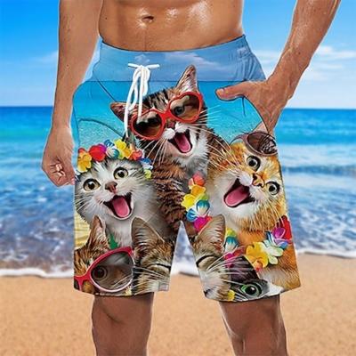 Men's Pattern Animal Cat Swimming Pants Hawaiian Designer Bohemian Casual Daily Holiday Pull Rope Clothing