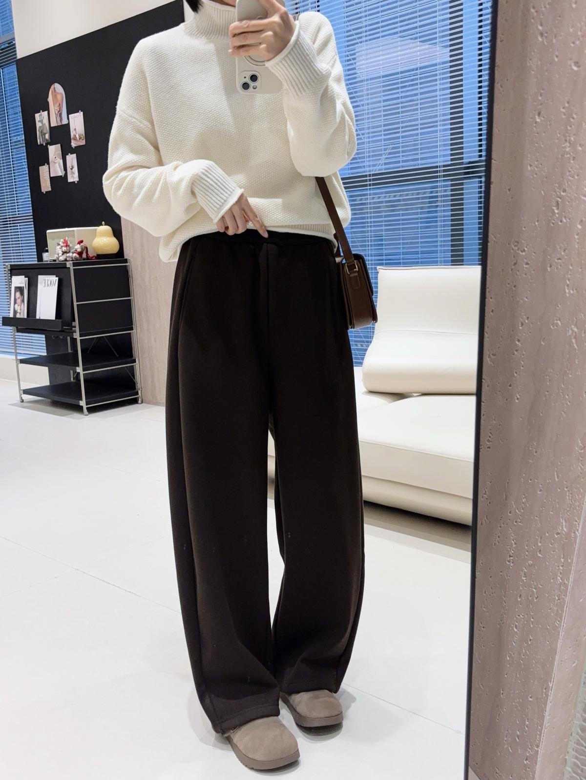 

Spring Ready! Cozy Cashmere Rice Pants – 680g Acetate, Fleece-Lined, Wide-Leg for Petite. Stay Warm! Extra Large