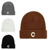 Winter Casual Knit Cap With Letter Design For Outdoor Activities Characters Included)