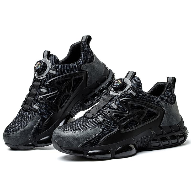 Protective Safety Shoes Men Steel Toe Sneaker Air Cushion Work Shoes Man Puncture Proof Work Safety Boots Rotating Button Shoes