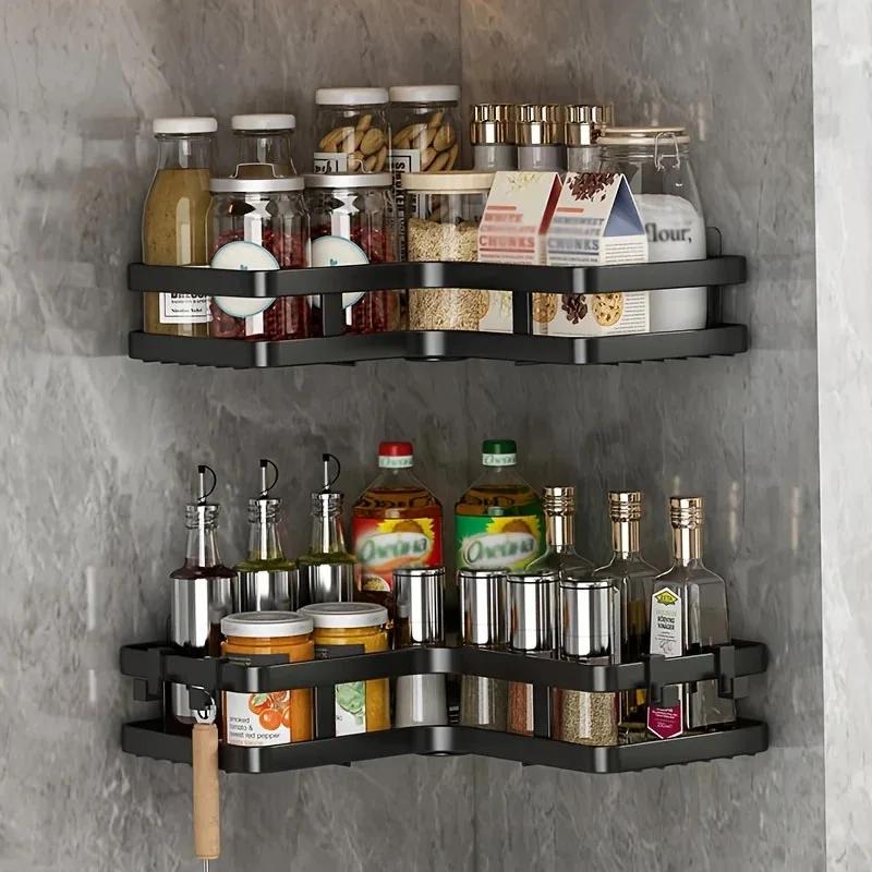 Bathroom Shelves Wall Shelf Corner Shelves No Punching Required Drain Basket Bathroom Accessories Organizer Multifunctional