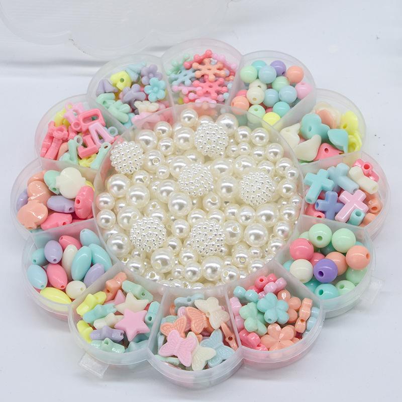 Children's DIY Handmade Beaded Toy with Accessory and Flower Type Storage Box Set Kids Educational Toys Girl Gift