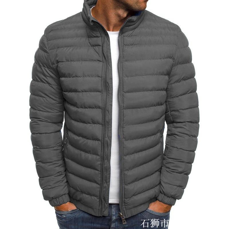 2025 European and American Autumn and Winter New Solid Color Cotton-padded Jacket Simple Atmosphere Men's Cotton Clothes