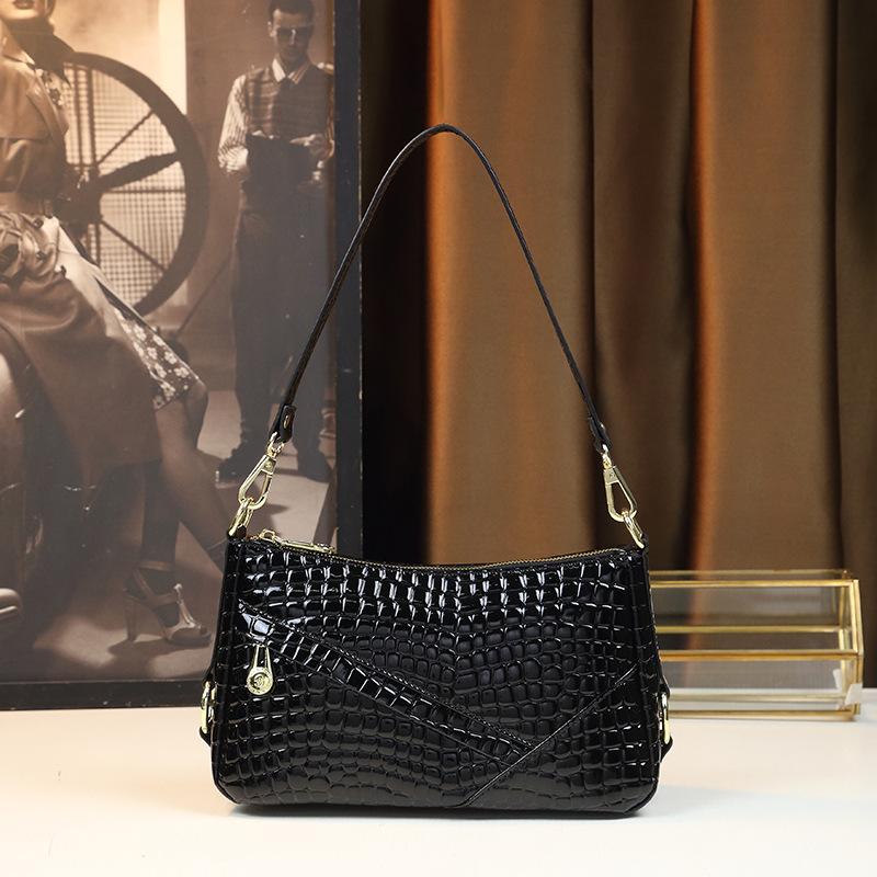 

Женские сумки из натуральной кожи, маленькая сумка под мышкой, меняющая цвет, портативная, роскошный модный дизайн, сумки через плечо, новинка 2023 года чёрный