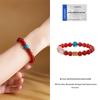 999 Sterling Silver Red Agate and Blue Apatite Bead Bracelet with Crystal Flower - Women's New Year Gift, Chinese Style