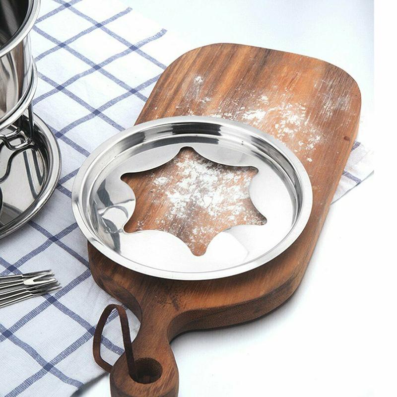 Käse-Schokoladenfondue-Schmelztopf-Set aus Edelstahl mit 6 Gabeln