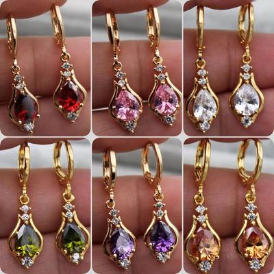Copper Inlaid Zircon Temperament Simple Angel Eye Color Zircon Earrings Women