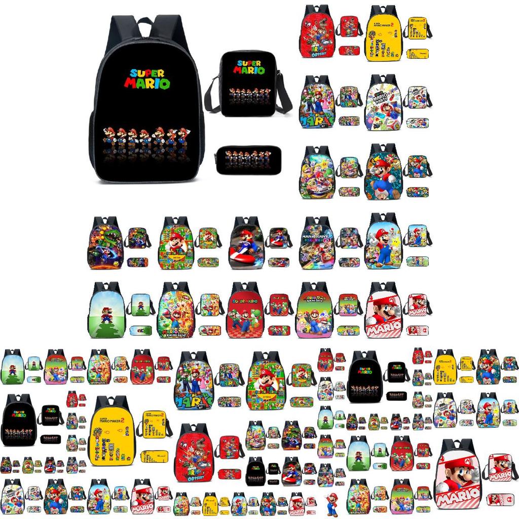 New Arrival Mario Cartoon Backpack For Elementary And Middle School Students Lunch Bag And Pencil Case Included