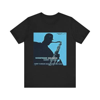 T-shirt Girocollo Unisex in Jersey a Maniche Corte con Stampa Grafica Sonny Rollins Arte Jazz