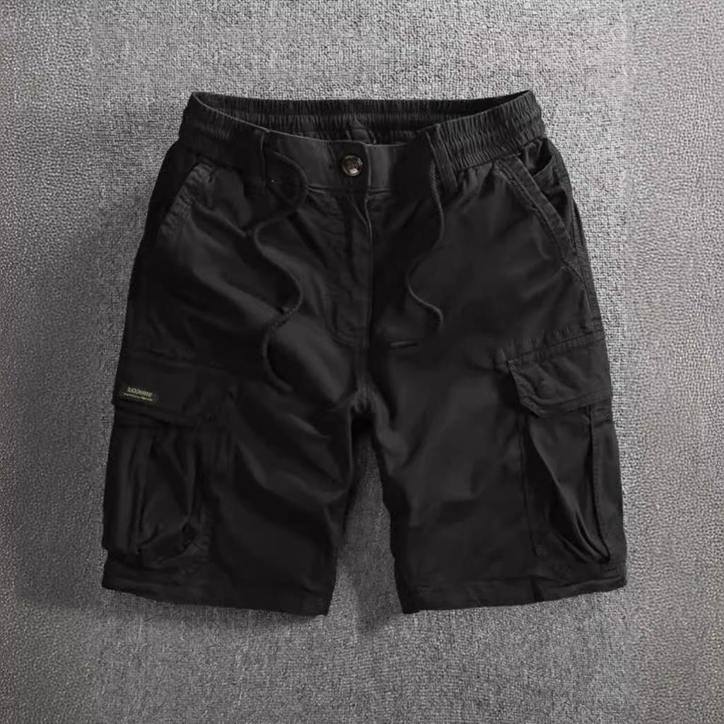 Men's American Retro Workwear Five-Point Shorts: Summer Comfort, Loose Fit, Multi-Pocket, Mid-Length