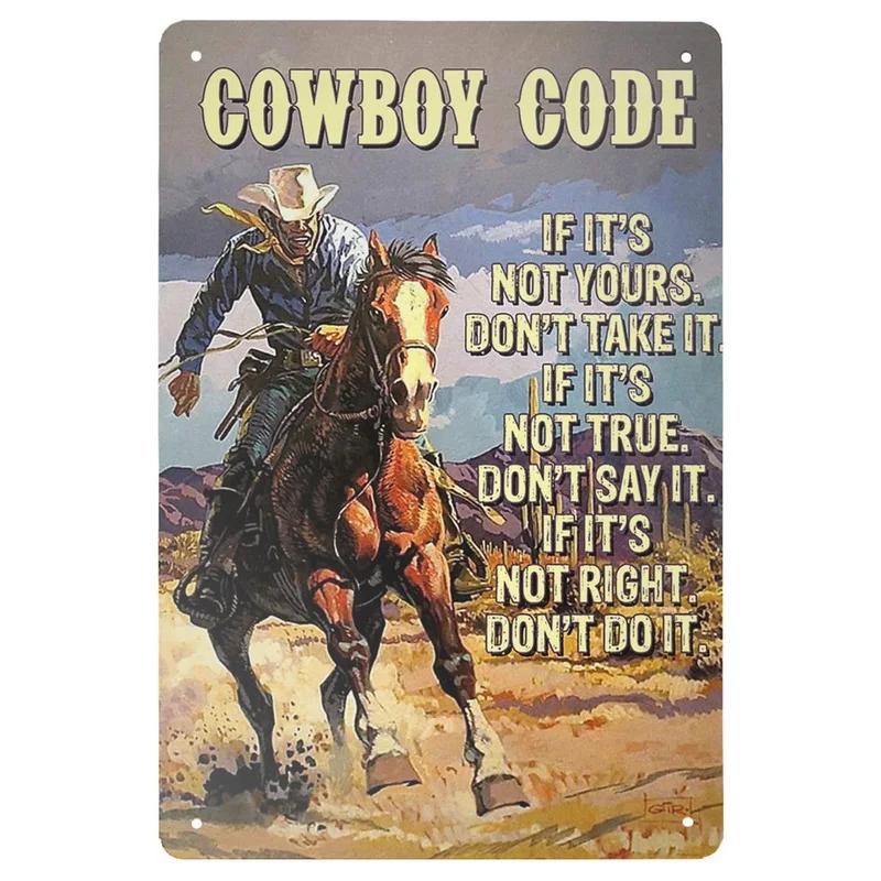 1 Stück Cowboys Metallschild Vintage Western Cowboys Reiten Pferde Metallposter Wandkunst Dekor für Zuhause Bars Clubs Cafés 8×12 Zoll