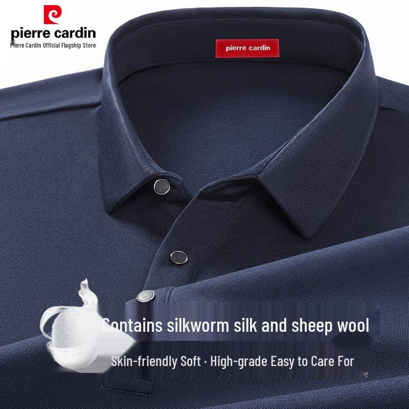 Pierre Cardin Men's Silk Wool Blend Long Sleeve Polo Shirt