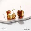 Vintage Amber Gradient Flower & Heart Stainless Steel Stud Earrings with Sun Pattern