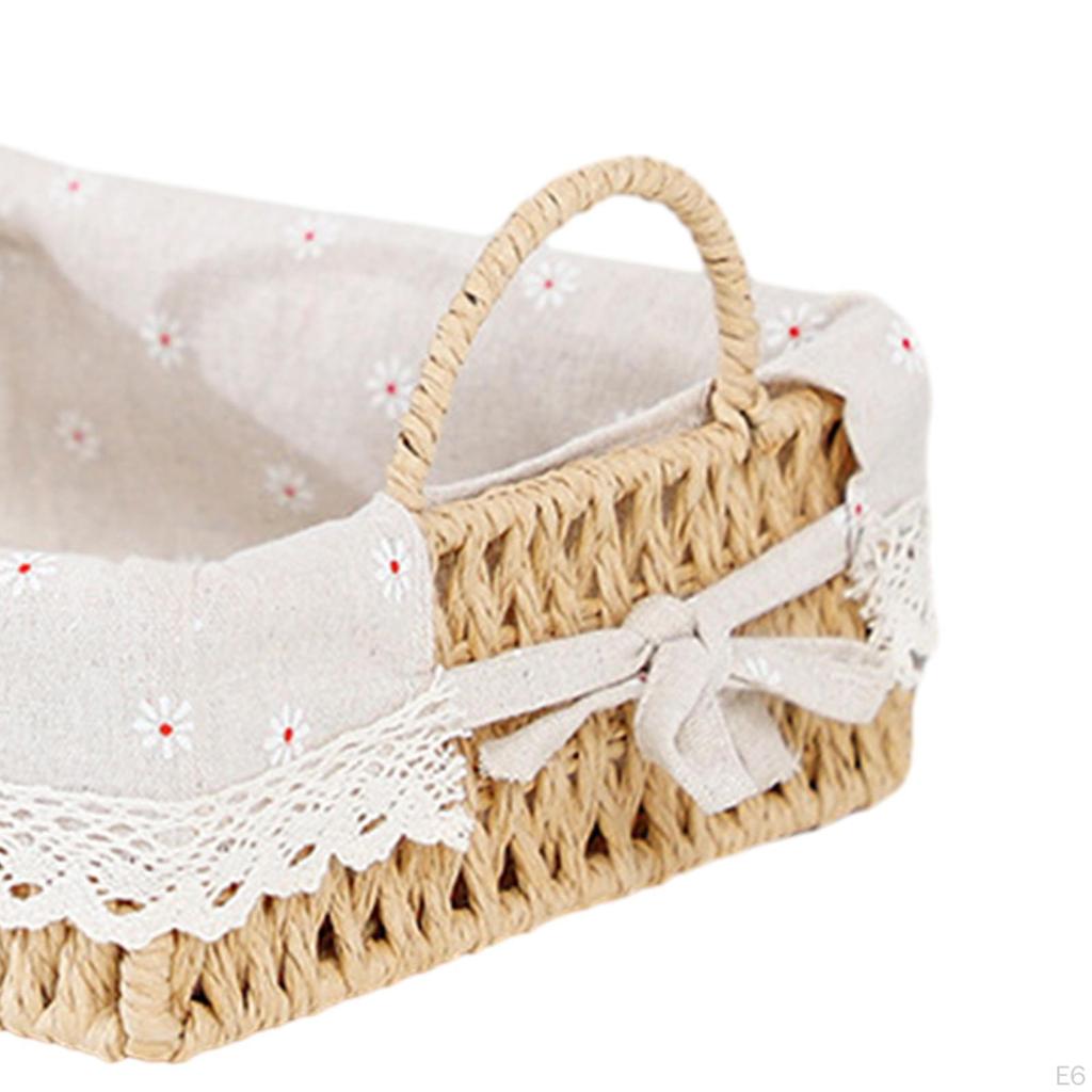Handmade Storage Basket Cosmetic Box Handwoven Multipurpose Serving Desktop Sundries