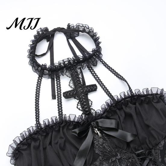 Gothic Lolita Pendant Dress Women's Sleeveless Lace Vintage Corset Halter Swing Full Round Skirt Dramatic Cocktail Victorian Style Black Punk