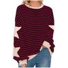 Women's Crew Neck Long Sleeve Sweatshirt A Line Fit Striped Star Patchwork Casual Spring Pullover Top