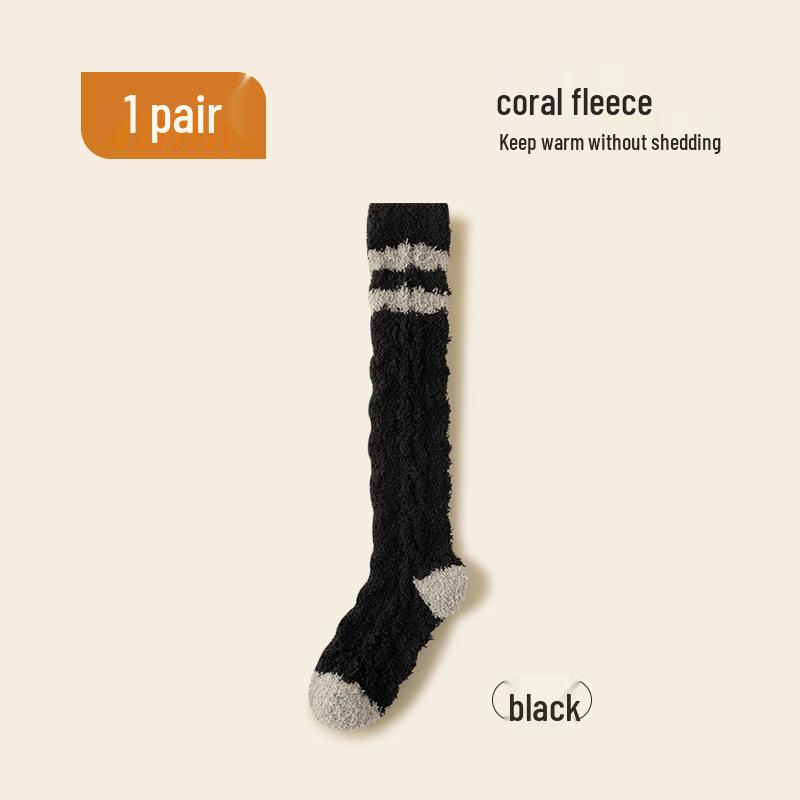 Women's Thick Coral Fleece Mid-Tube Socks: Warm, Non-Shedding, Solid Color – Perfect for Maternity and Floor Wear