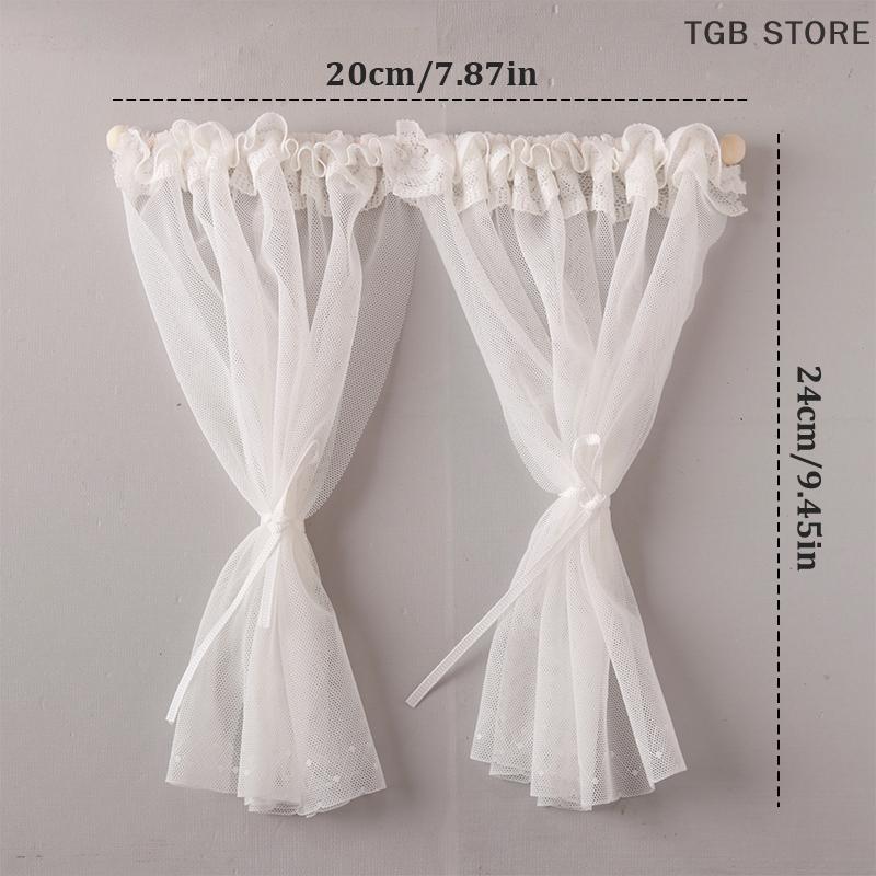 1:12 Miniature Curtain White Fabric Lace Door Curtain Window Decor Model Bedroom Living Room Furniture Decor Toy