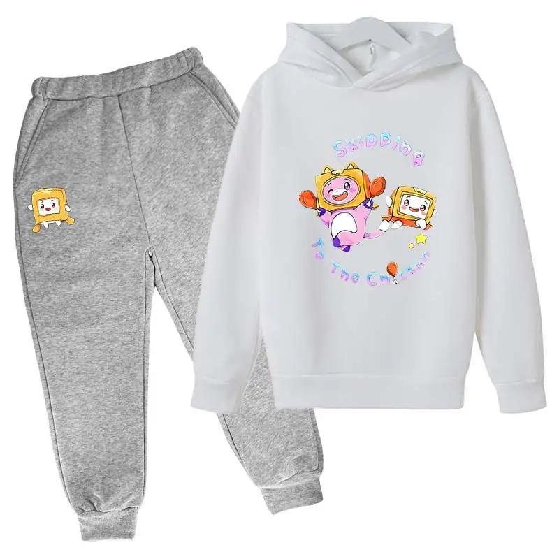 

Lanky Box Anime Boys Girls Hoodies+Pants Suit Fashion Cartoon Tracksuit Kids Clothes Holiday Gifts Toddler Spring Autumn Coat 160 кавовий