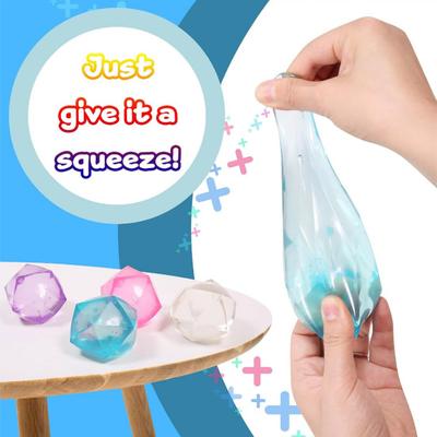 4Pcs Stress Cube Fidget Toy Slow Rebound TPR Anxiety Relief Rhinestone Squeeze Ball Toy Clear Ice Squishes Sensory Toy Kids Teens Adults Gift