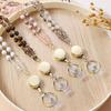 Natural Stone Beads Retractable Badge Reel Lanyard Id Card Holders Necklaces Chain Keychain Clip For Women Men Employee Wholesal