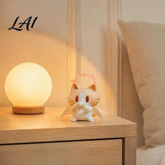 Heart Warming Gift for Holidays Cute 3D Printed Cat Figurine Cartoon Desk Ornament with Playful Mouth Covering Novelty Birthday Design Compact
