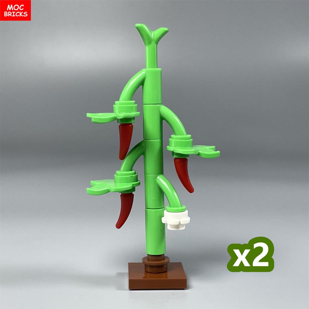 MOC Bricks Pepper Vegetable Field Jungle Lake Garden Farm Scene Plants Farmland House Decoration Building Blocks Kids Toys