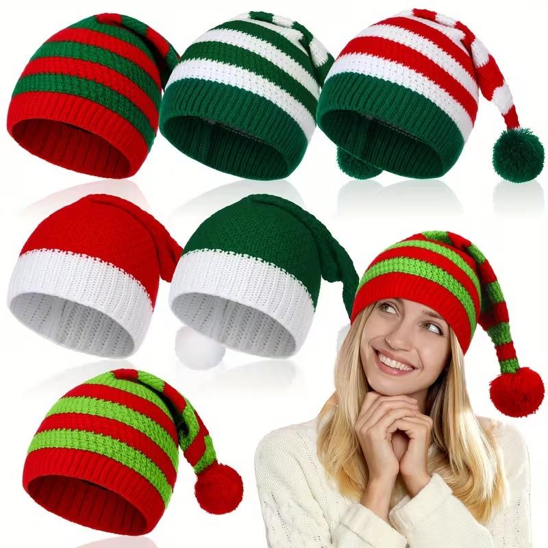 Cozy Knitted Autumn Winter Christmas Hat Unisex Long Tail Pom Pom Wizard Style Warm Beanie for Holiday Party Christmas Decor
