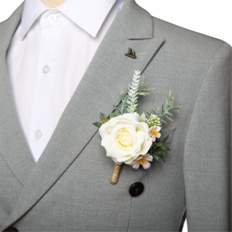 Corsage Flower Boutonnieres for Wedding, Proms, Anniversaries, Ceremonies and Beach Parties Soft Artificial Flowers